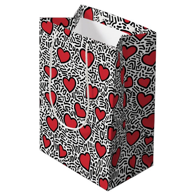 Sac Cadeau Moyen Pop Art Heart Motif (Dos Angle)