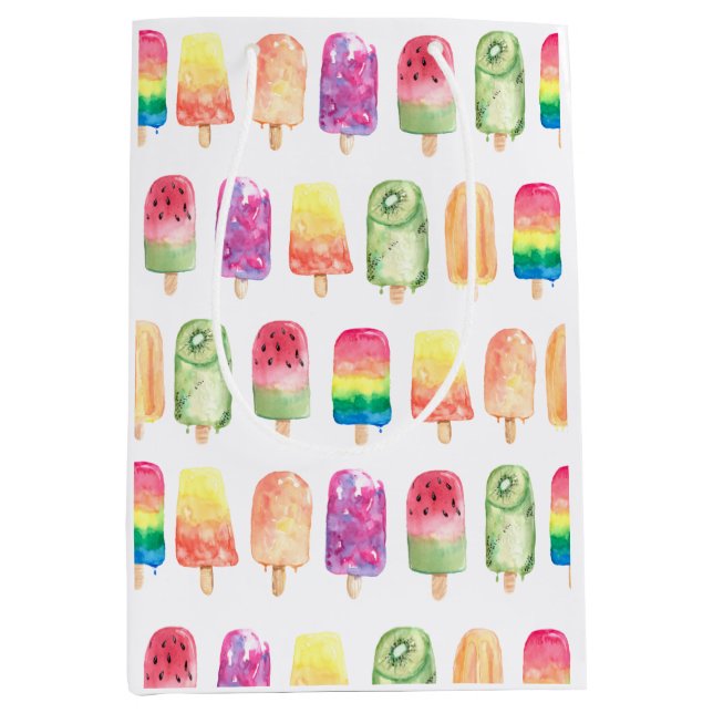 Sac Cadeau Moyen Popsicles aquarelles (Devant)