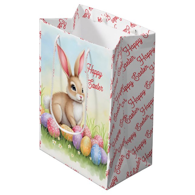 Sac Cadeau Moyen Popular Cute Easter Bunny And Eggs Collection (Devant Angle)