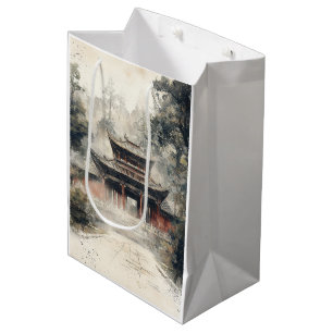 Sac Cadeau Moyen Porte de temple vermillon encre aquarelle (1)