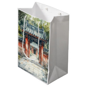 Sac Cadeau Moyen Porte de temple vermillon encre aquarelle (3)