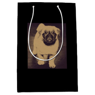 Sac Cadeau Moyen Portrait de chien Carlin mignon