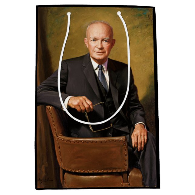 Sac Cadeau Moyen Portrait de Dwight Eisenhower Président Maison Bla (Devant)