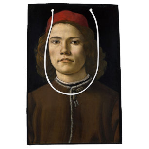 Sac Cadeau Moyen Portrait d'un jeune homme (par Sandro Botticelli)