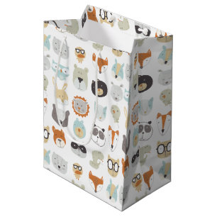 Sac Cadeau Moyen Portraits animaux mignons amicaux des visages