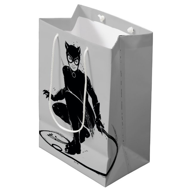 Sac Cadeau Moyen Pose à pinceau en encre Catwoman (Devant Angle)