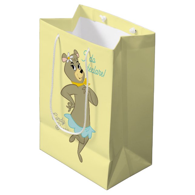 Sac Cadeau Moyen Pose Joueuse de Cindy Bear (Devant Angle)