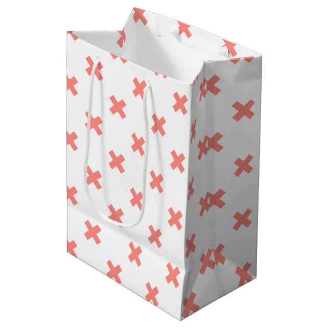 Sac Cadeau Moyen Poser les points de croix sur blanc (Devant Angle)