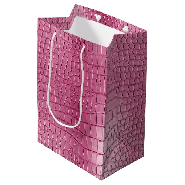 Sac Cadeau Moyen Poster de animal Alligator rose (Devant Angle)