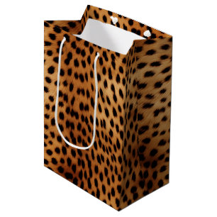 Sac Cadeau Moyen Poster de animal Cheetah Brown et noir