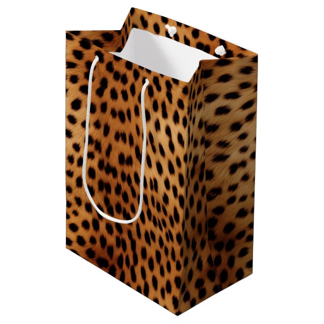Sac Cadeau Moyen Poster de animal Cheetah Brown et noir (Devant Angle)