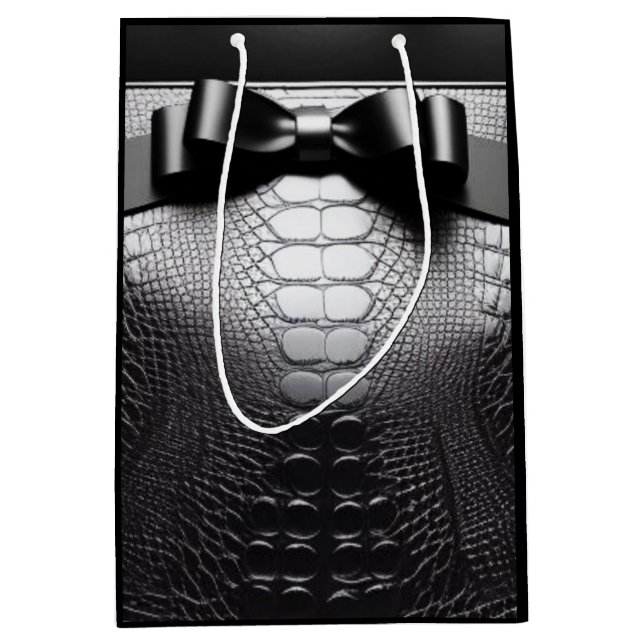 Sac Cadeau Moyen Poster de animal noir/Bow/Cadeau (Devant)