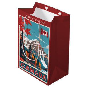 Sac Cadeau Moyen Poster de voyage du Canada texte personnalisé