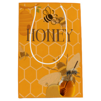 Sac Cadeau Moyen Pot de miel abeille miel nid d'abeille rucher
