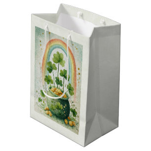 Sac Cadeau Moyen Pot de pièces d'or et arc-en-ciel vintage