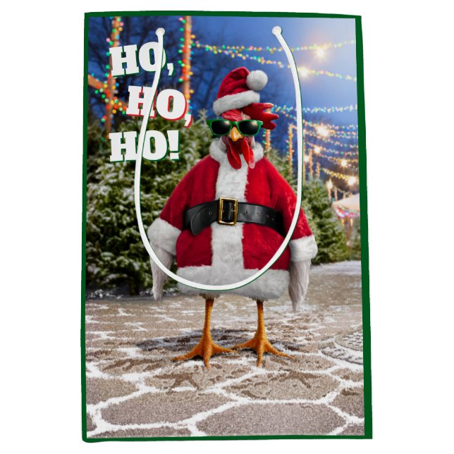Sac Cadeau Moyen Poule de Noël (Devant)