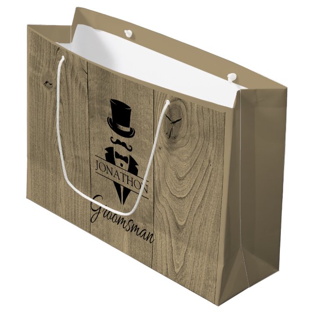 Sac cadeau moyen pour garçons d'honneur de mariage (Devant Angle)