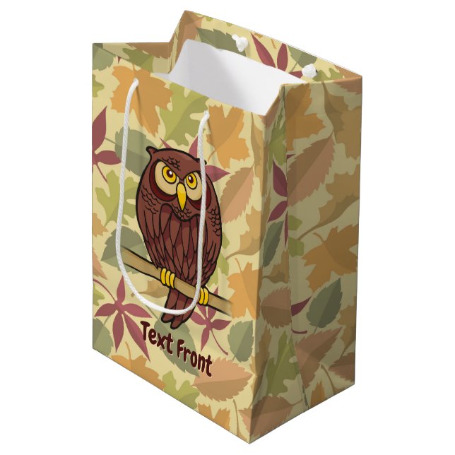 Sac cadeau moyen pour le dessin de hibou (Devant Angle)