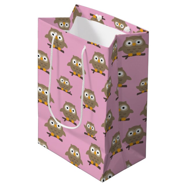 Sac cadeau moyen pour les hibou (Devant Angle)
