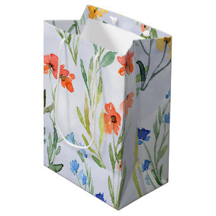 Sac Cadeau Moyen Prairie colorée de fleurs sauvages de printemps