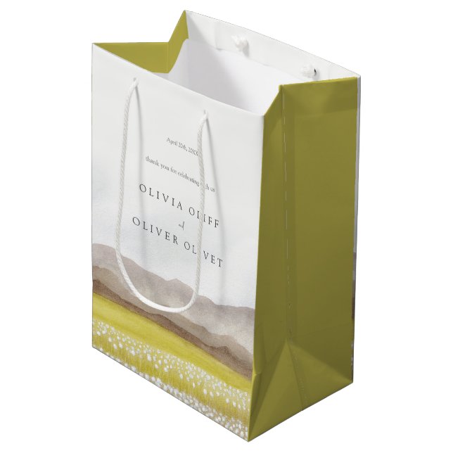 Sac Cadeau Moyen Prairies en fleurs Mariage (Devant Angle)