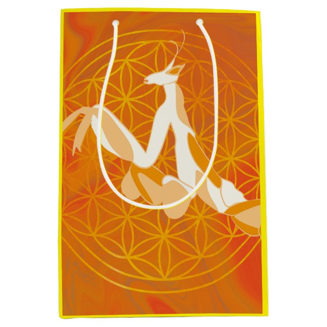 Sac Cadeau Moyen prayis mante, fleur de vie, bleu, mandala, zen (Devant)