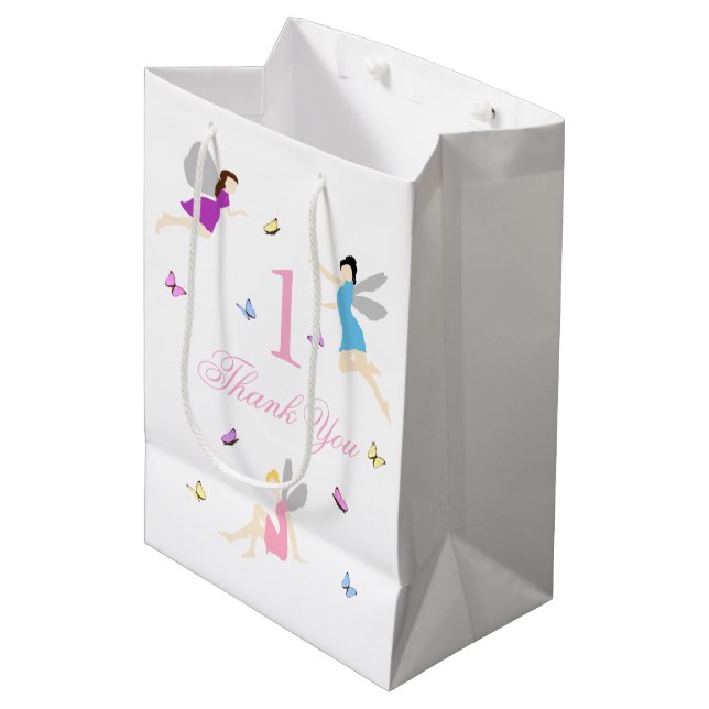 Sac Cadeau Moyen Premier anniversaire de fée (Devant Angle)