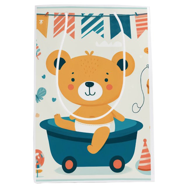 Sac Cadeau Moyen Premier bain du bébé (Devant)