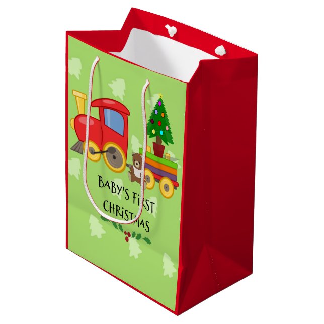 Sac Cadeau Moyen Premier Noël du bébé (Devant Angle)