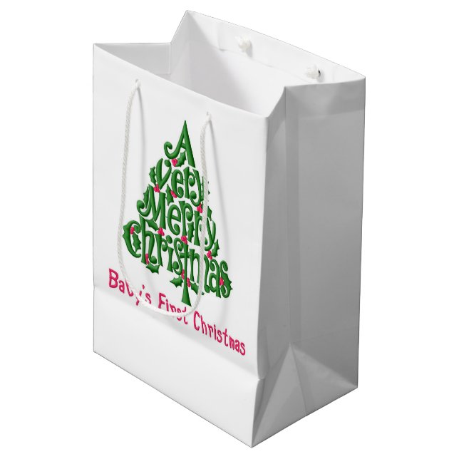 Sac Cadeau Moyen Premier Noël du bébé (Devant Angle)