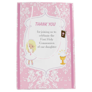 Sac Cadeau Moyen Première Communion Blonde cheveux fille Merci