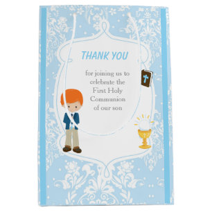 Sac Cadeau Moyen Première communion Red Hair Boy Merci