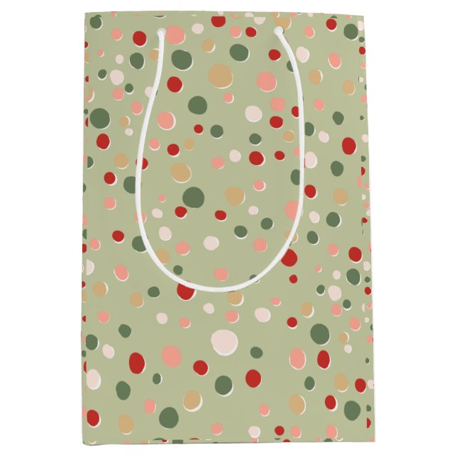 Sac Cadeau Moyen Preppy Polka Dot Christmas Confetti Whimsical (Devant)