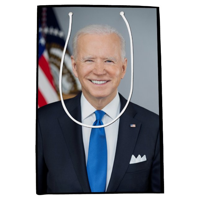 Sac Cadeau Moyen Président Joe Biden Maison Blanche Portrait Moyen (Devant)