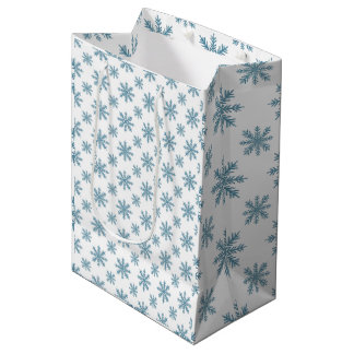Sac Cadeau Moyen Pretty retro snowflake pattern blues watercolor