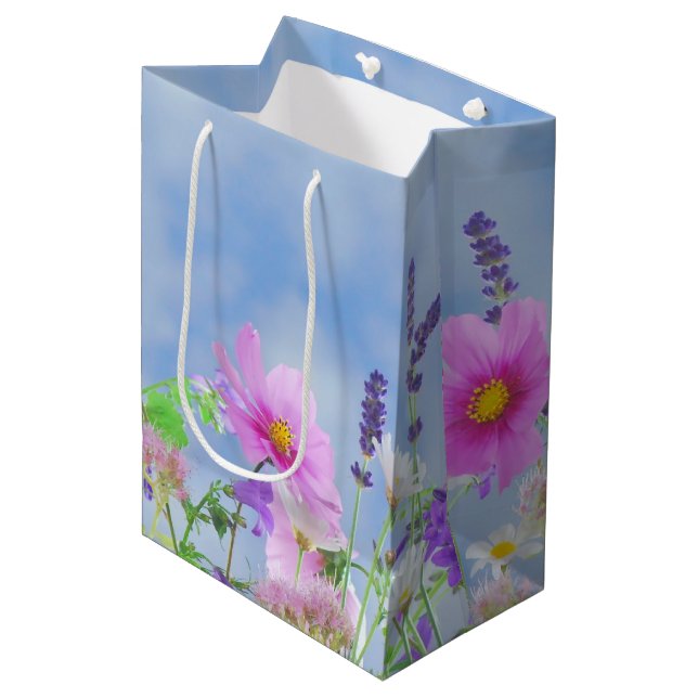 Sac Cadeau Moyen Pretty Spring Wild Flowers (Devant Angle)