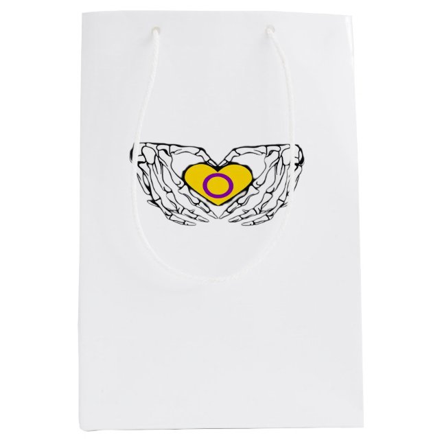 Sac Cadeau Moyen Pride Intersex Skeleton Halloween Goth Heart Class (Devant)