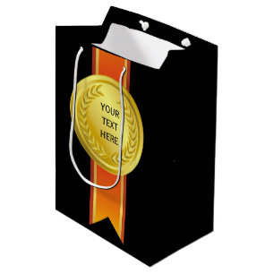 Sac Cadeau Moyen PRIER RIBBON or II + votre backgr. & texte