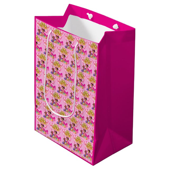 Sac Cadeau Moyen Princesse en rose (Devant Angle)