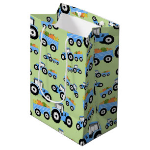 Sac Cadeau Moyen Production de Camion Blue Tracteur
