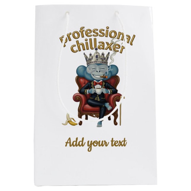Sac Cadeau Moyen Professional Chillaxer Monkey king Funny Cool App (Devant)