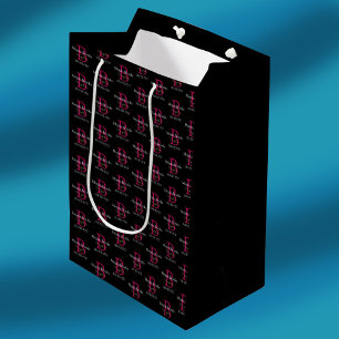 Sac Cadeau Moyen Promo Entreprise, Nom, Monogramme & Titre sur Fond