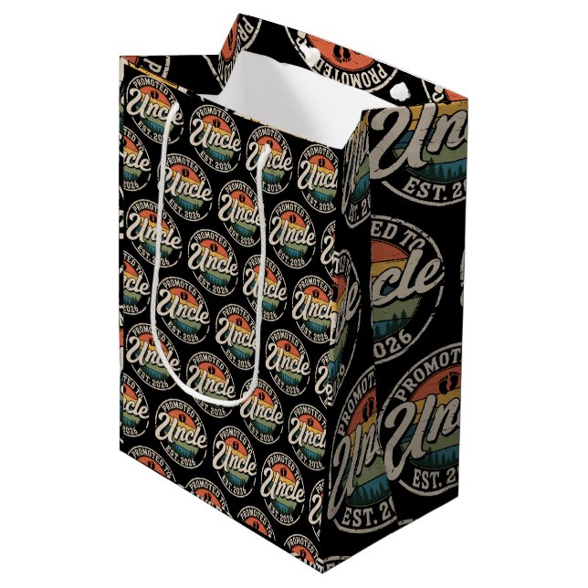 Sac Cadeau Moyen Promoted To Uncle Est 2026 Pregnancy Announcement  (Devant Angle)