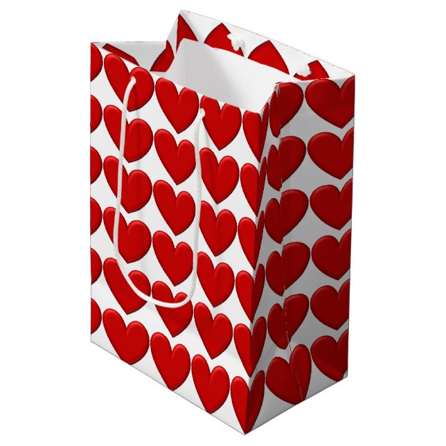 Sac Cadeau Moyen Puffy Hearts (Devant Angle)