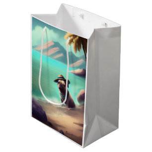 Sac Cadeau Moyen Pug profitant de la peinture artistique sur la pla