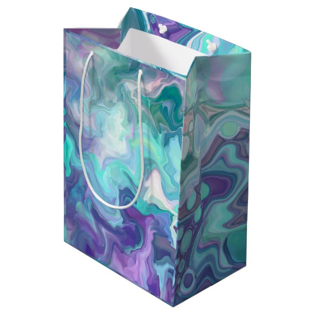 Sac Cadeau Moyen Purple et Rhapsody bleue | Art Abstrait (Dos Angle)