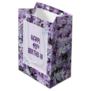 Sac Cadeau Moyen Purple Phlox Pour 40e Anniversaire