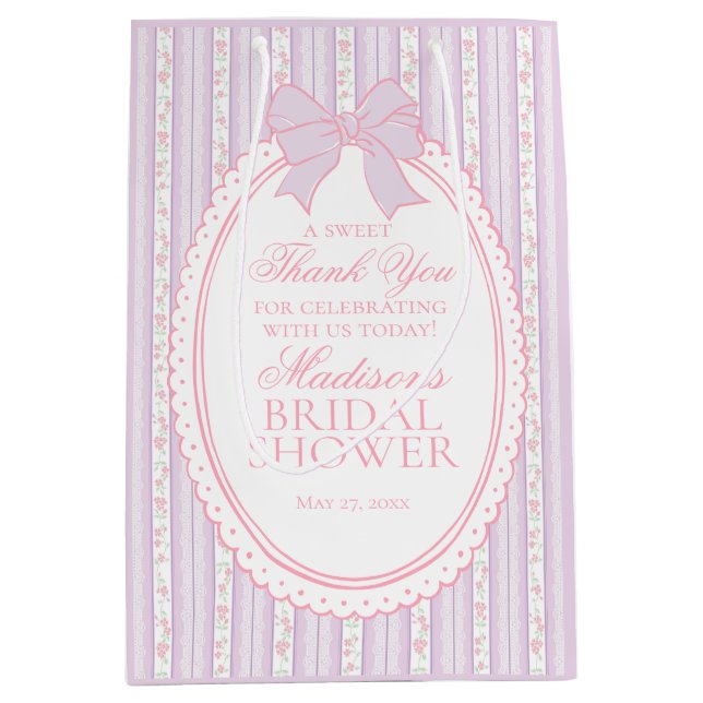 Sac Cadeau Moyen Purple Vintage Fancy Floral Bridal Shower Favors (Devant)