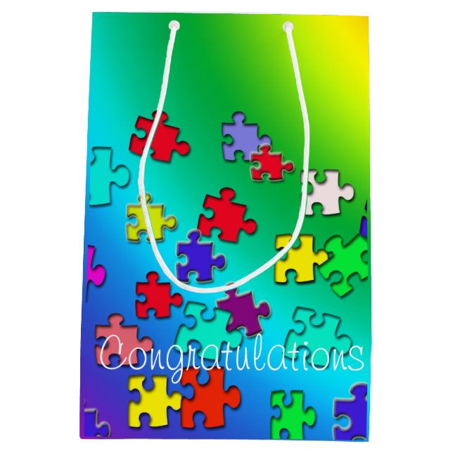 Sac Cadeau Moyen Puzzles multicolores (Dos)