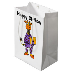 Sac Cadeau Moyen Pyjamas drôles de la girafe i avec la bande